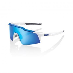100% Speedcraft SL Matte White Blue Metallic Blue/ HiPER Blue Multilayer Mirror Lens + Clear Lens