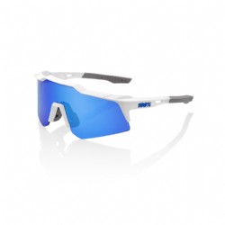 100% Speedcraft XS (extra small) Matte White/ Blue Multilayer Mirror Lens + Clear Lens