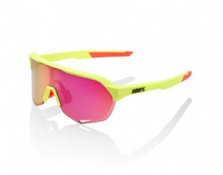 100% S2 Matte Washed Out Neon Yellow/ Purple Multilayer Mirror & Clear lens 