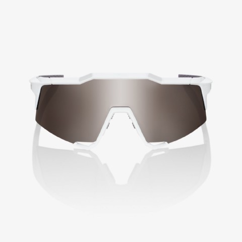100% Speedcraft Matte White/ HiPER Silver Mirror Lens + Clear Lens